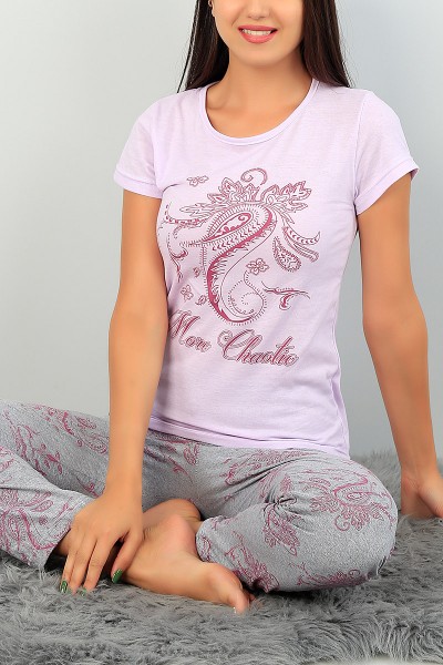 Lila Baskılı Bayan Pijama Takımı 73475