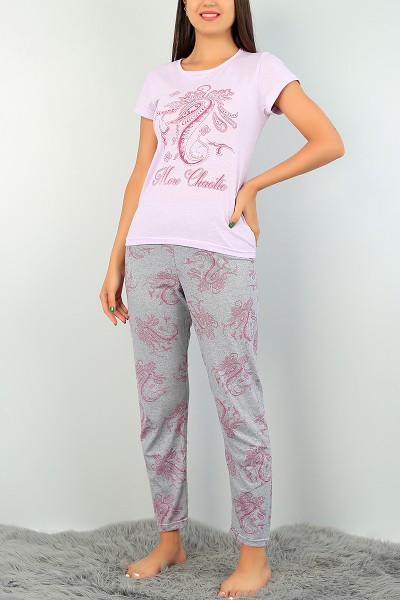 Lila Baskılı Bayan Pijama Takımı 73475
