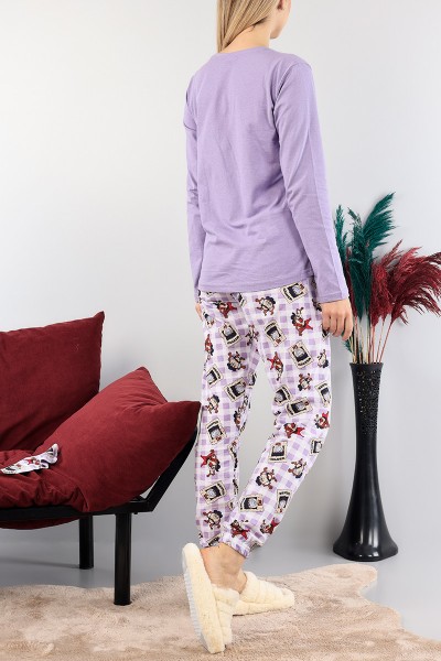 Lila Baskılı Bayan Pijama Takımı 89390