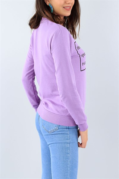 Lila Baskılı Bayan Sweat 38637
