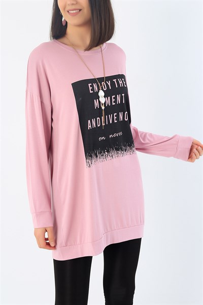 Lila Baskılı Likralı Tunik 32957