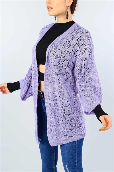 Lila Bayan Örme Triko Hırka 40046
