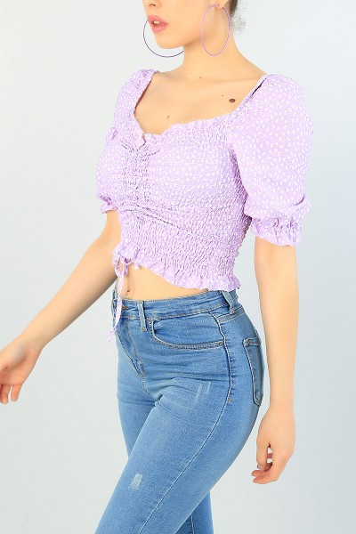 Lila Beli Gipeli Dokuma Bluz 66087