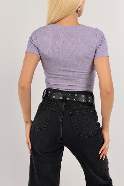 Lila Bürümcük Kumaş Bluz 124039