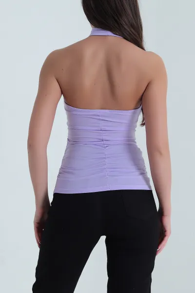 Lila Büzgülü Buzzy Kadın Bluz 459469