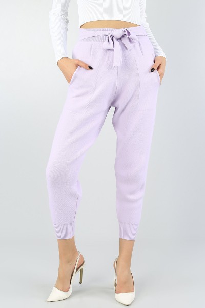 Lila Cepli Bağlamalı Bayan Triko Pantolon 55840