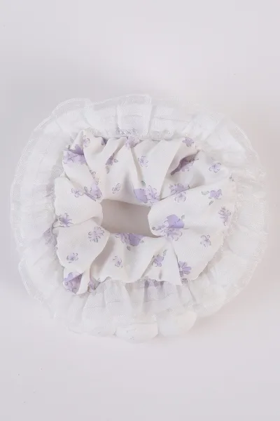 Lila Çiçek Baskılı Simit Toka 486172