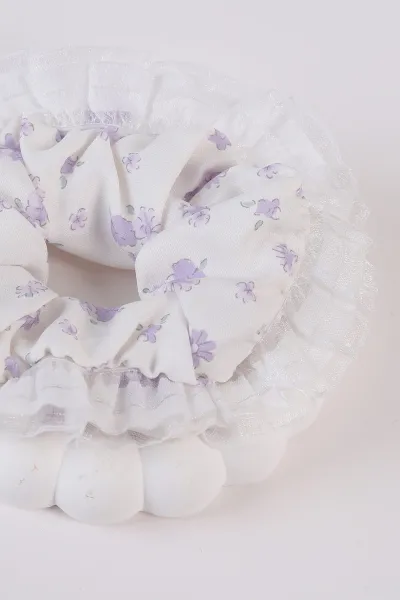 Lila Çiçek Baskılı Simit Toka 486172