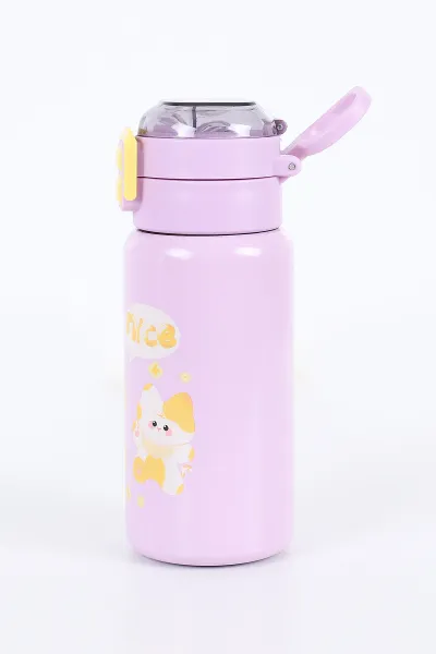 Lila Çift Ağızlı Pipetli Çelik Termos-Matara 520 Ml 393156