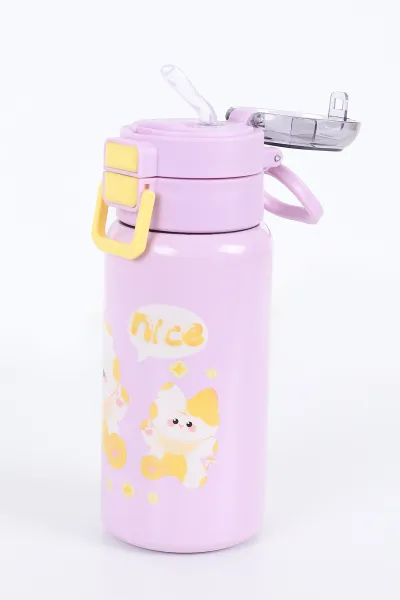 Lila Çift Ağızlı Pipetli Çelik Termos-Matara 520 Ml 393156