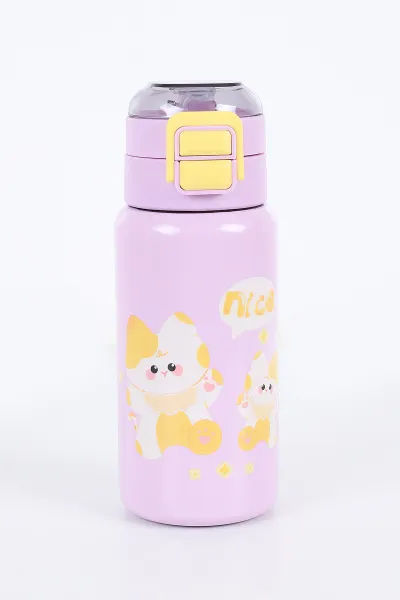 Lila Çift Ağızlı Pipetli Çelik Termos-Matara 520 Ml 393156