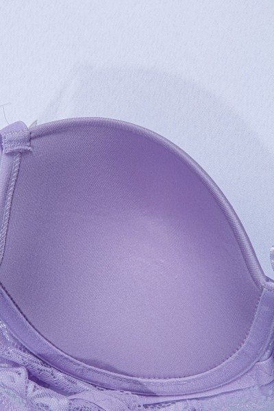 Lila Dantelli Desteksiz C Cup Mikro Sütyen Takımı 218253