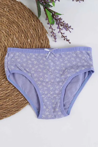 Lila Ekru (2-11 Yaş) Baskılı Fiyonklu Kız Çocuk Külot 288740