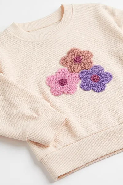Lila Ekru (6-24 Ay) Süzene Çiçek Nakışlı  Waffle Kız Bebek Takım 480122