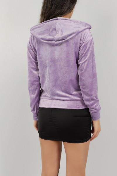Lila Fermuarlı Kadife Sweat 147281