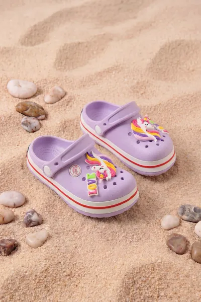 Lila Figürlü Kız Çocuk Sandalet 462431