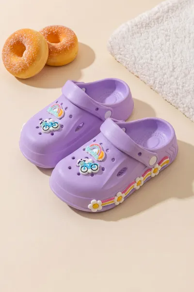 Lila Figürlü Kız Çocuk Sandalet 462447