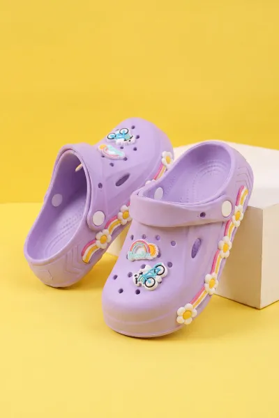 Lila Figürlü Kız Çocuk Sandalet 462447