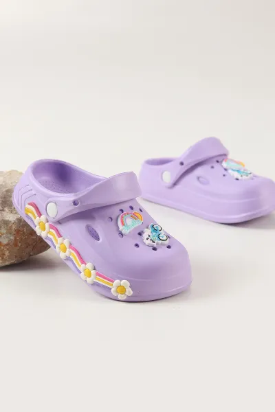 Lila Figürlü Kız Çocuk Sandalet 462447