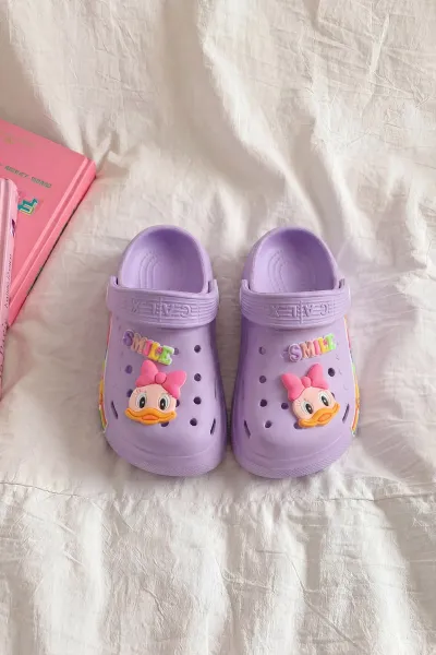 Lila Figürlü Kız Çocuk Sandalet 462460