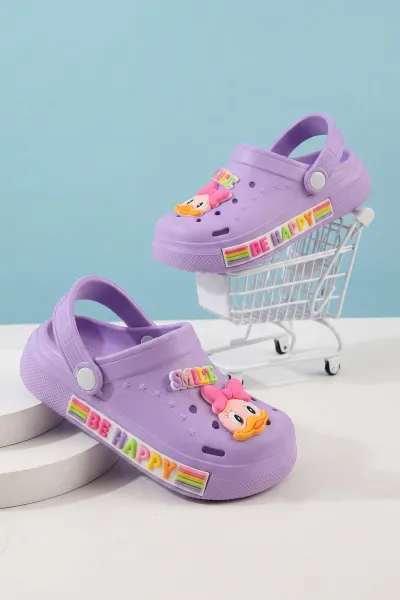 Lila Figürlü Kız Çocuk Sandalet 462460