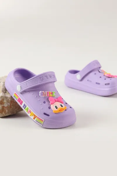 Lila Figürlü Kız Çocuk Sandalet 462460