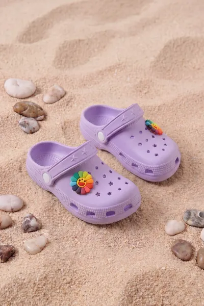Lila Figürlü Kız Çocuk Sandalet 462481