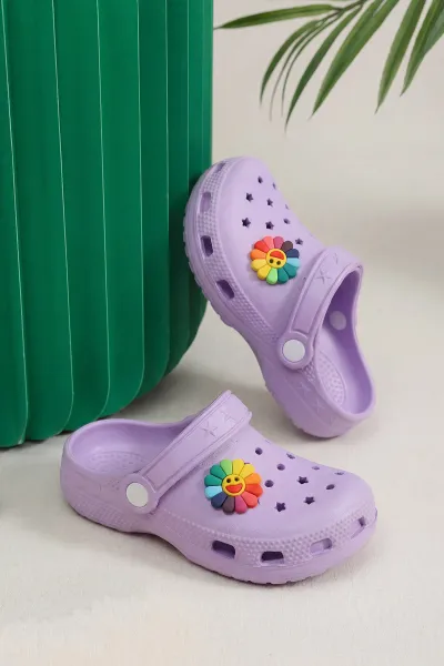 Lila Figürlü Kız Çocuk Sandalet 462481