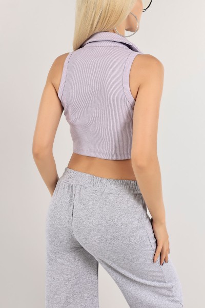 Lila Fitilli Crop Bluz 121314