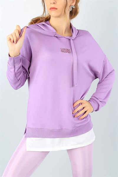 Lila Garnili Likralı Bayan Sweat 41447