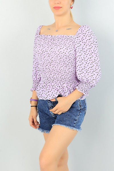 Lila Gipeli Tasarım Dokuma Bluz 66131