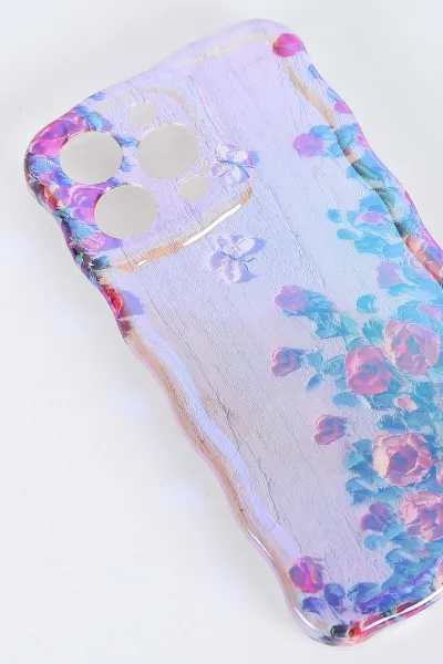 Lila İPhone 14 Pro Max Uyumlu Desenli Tera Serisi Sert Slikon Telefon Kılıfı 390956