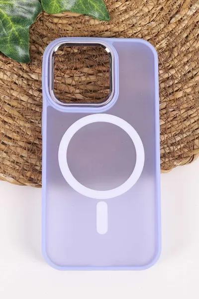 Lila İphone 14 Pro Uyumlu Magsafe Özellikli Sert Silikon Telefon Kılıfı 458060