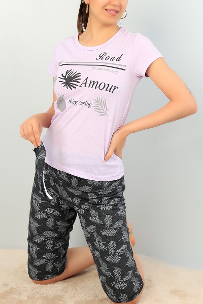Lila Kapri Şortlu Bayan Pijama Takımı 69897
