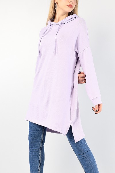 Lila Kapüşonlu Triko Tunik 86164