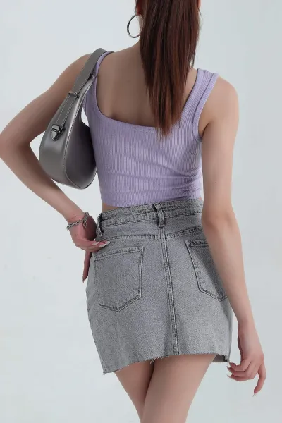 Lila Kare Yaka Crop Atlet 378102
