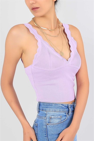 Lila Likralı Bayan Atlet 38226