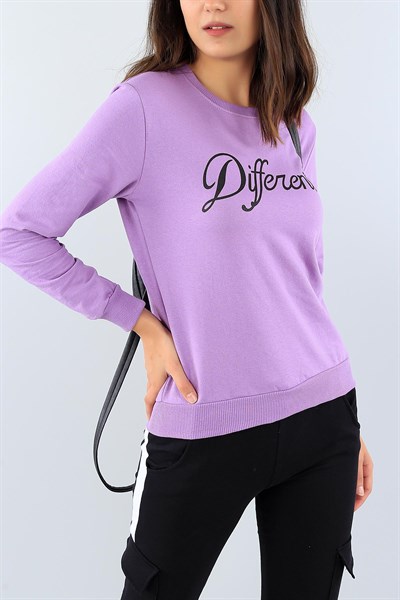 Lila Likralı Bayan Sweat 38658