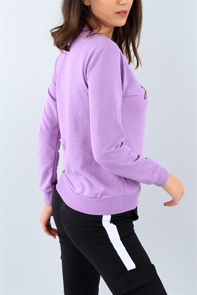 Lila Likralı Bayan Sweat 38658