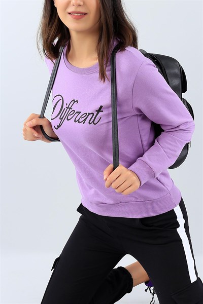 Lila Likralı Bayan Sweat 38658