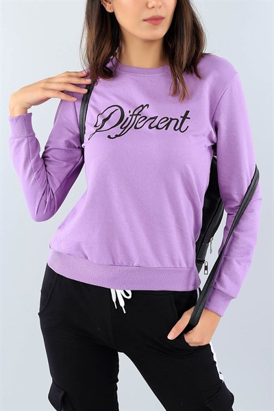 Lila Likralı Bayan Sweat 38658