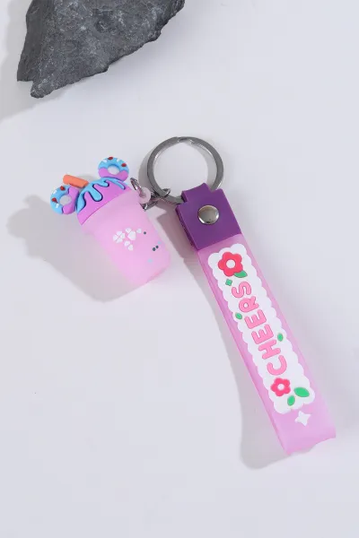 Lila Milkshake Figürlü Silikon Anahtarlık ve Çanta Süsü 304317