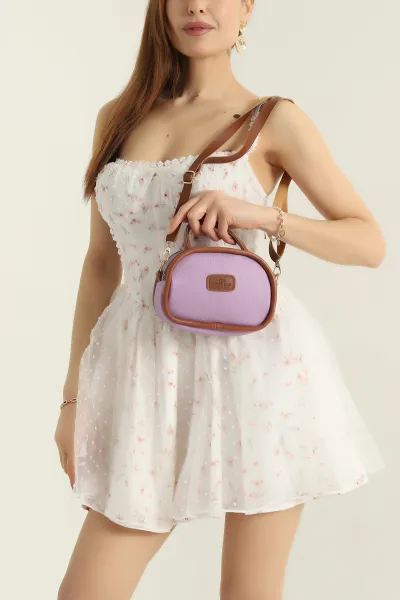 Lila Mini Boy Fermuarlı Kadın El ve Omuz Çantası 353967