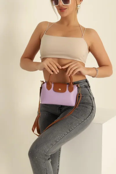 Lila Taba Mini Boy Mıknatıs Kapak Detaylı Kadın El ve Omuz Çantası 280619