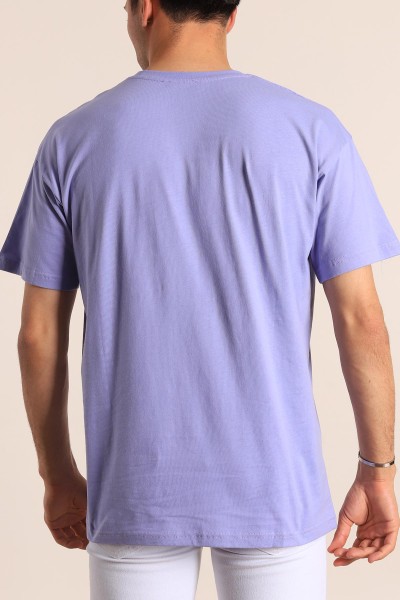 Lila Oversize Basic Erkek Tişört 184260