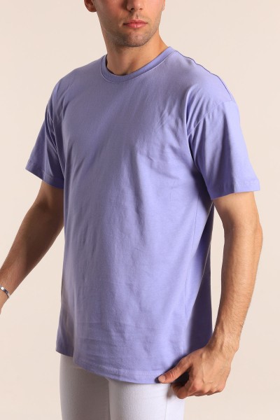 Lila Oversize Basic Erkek Tişört 184260