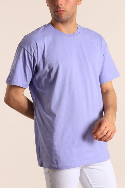 Lila Oversize Basic Erkek Tişört 184260