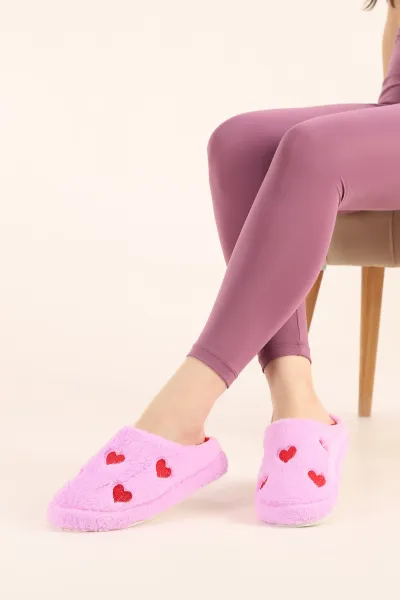 Lila Peluş Figürlü Kadın Ev Terliği 399429