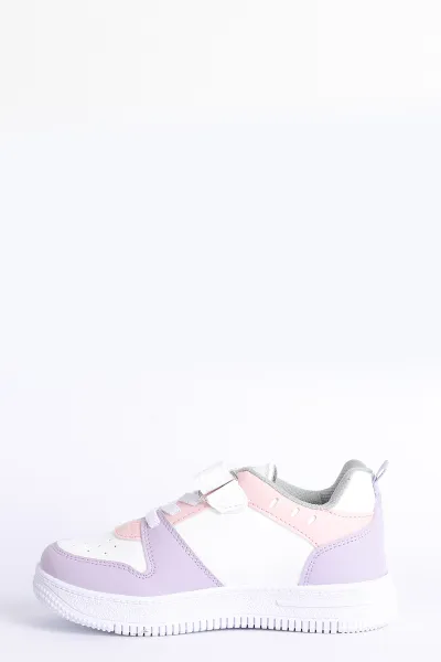 Lila Pembe (31-35 Filet ) Z Nakışlı Kalın Topuk  Cırtlı Kız Çocuk Spor Ayakkabı 320788