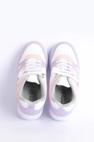 Lila Pembe (31-35 Filet ) Z Nakışlı Kalın Topuk  Cırtlı Kız Çocuk Spor Ayakkabı 320788